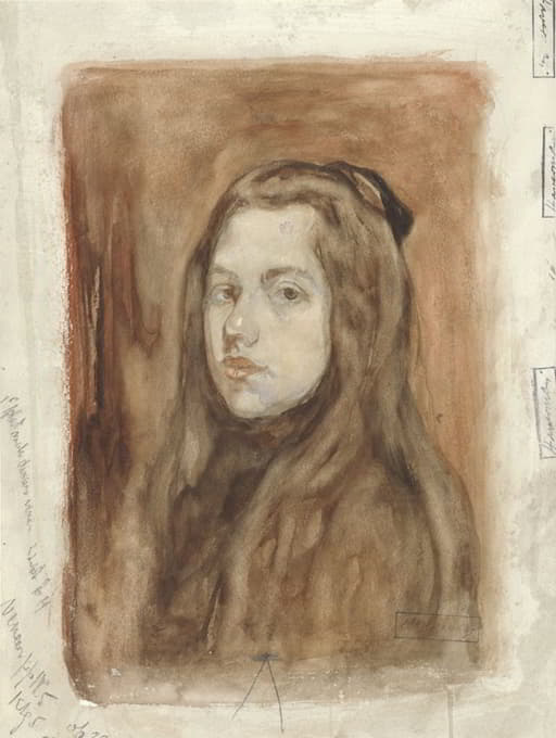 Hendrik Johannes Haverman - Portret van een meisje met lang haar