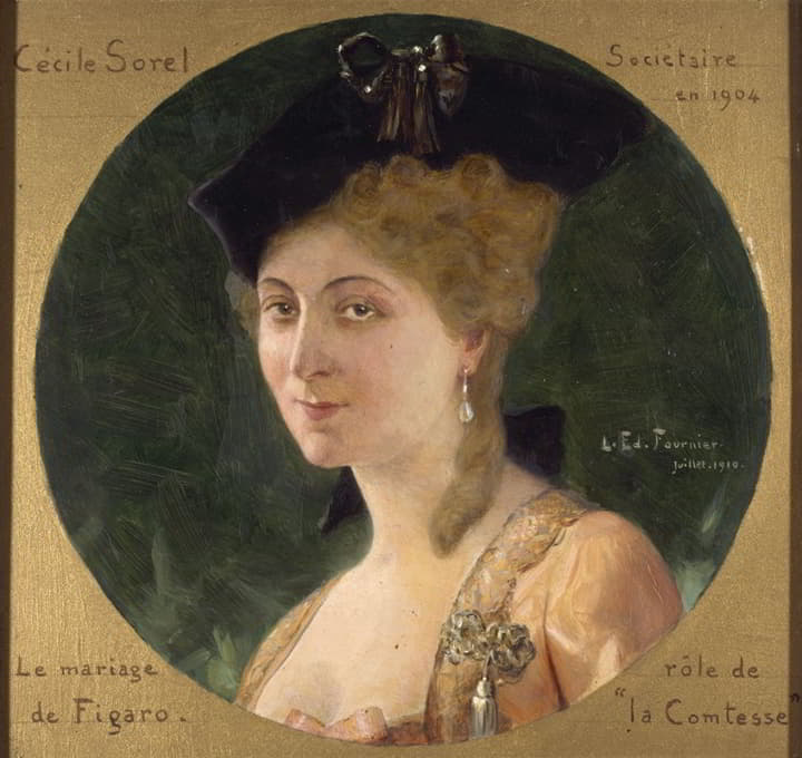 塞西尔·索雷尔（Cécile Sorel，1873-1966）的肖像画，法国喜剧协会成员，在费加罗的婚礼上扮演伯爵夫人。