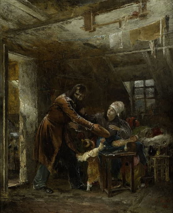 Louis-Edouard Rioult - Claude Gueux rapportant à sa famille le pain volé