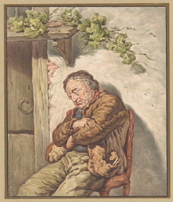 Pieter Christoffel Wonder - Lou de knecht van de bakker, voor het huis ingeslapen in het zonlicht