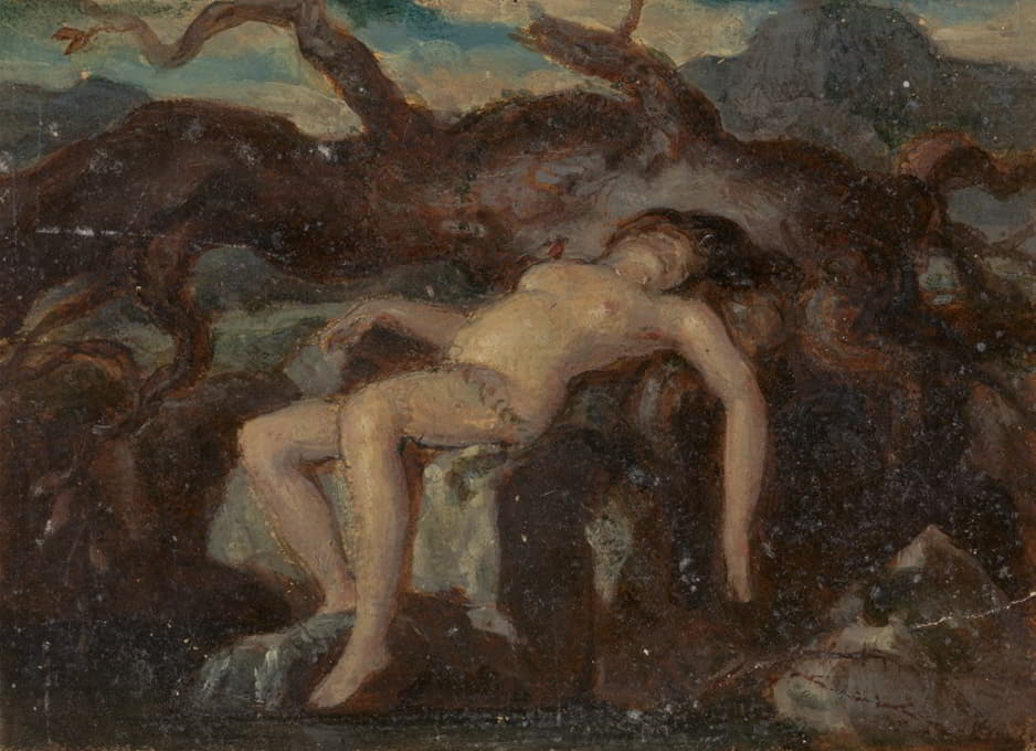 裸睡在树林中的女人