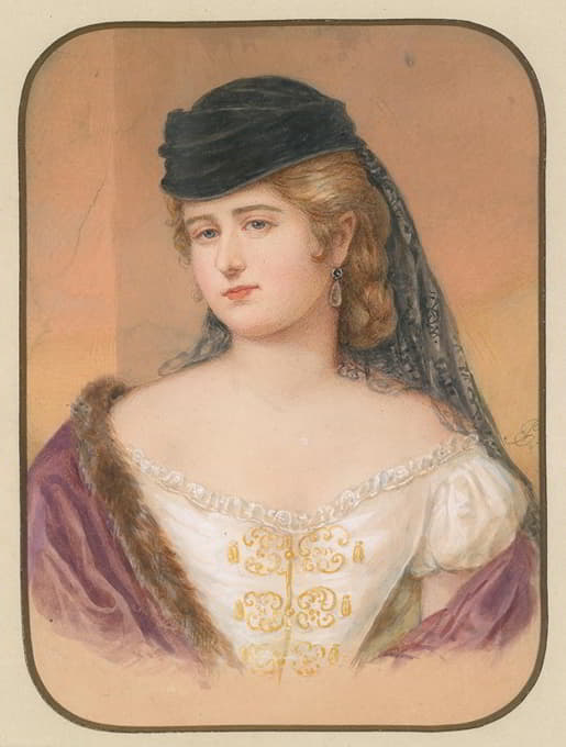 Emanuel Thomas Peter - Bildnis einer Dame mit schwarzem Hut und Schleier