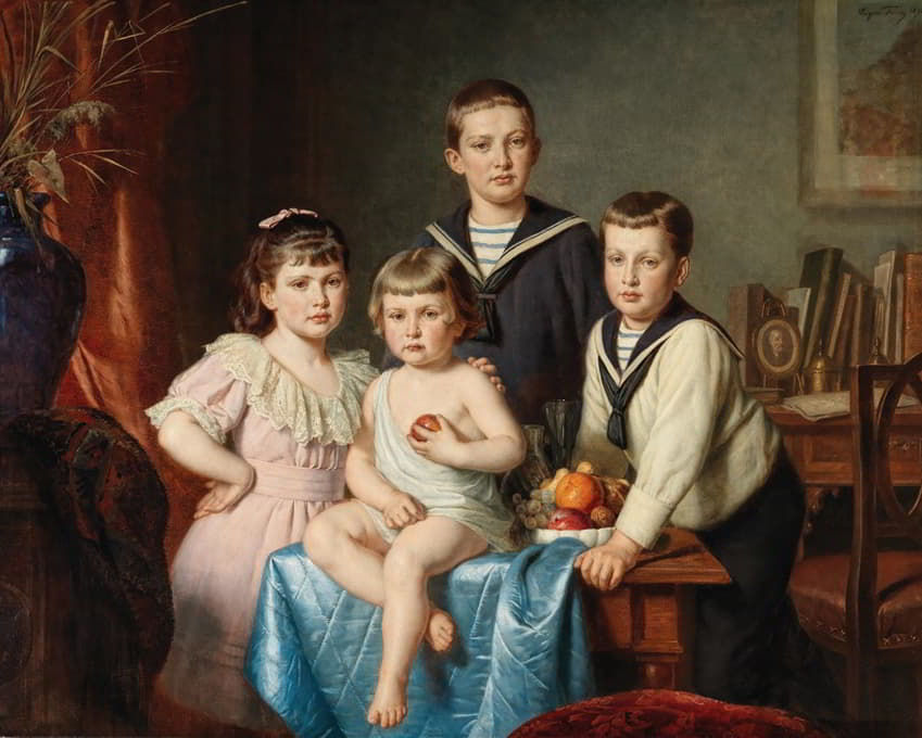 Eugen Felix - Porträt von vier Geschwistern