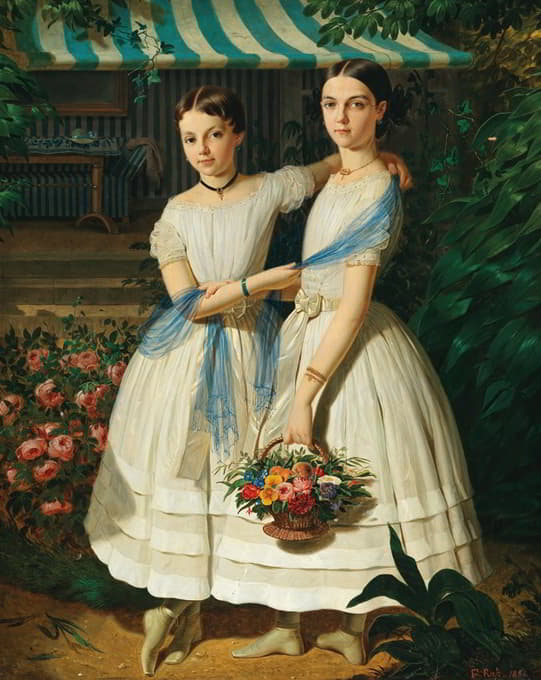 Franz Russ The Elder - Bildnis zweier Schwestern im Garten