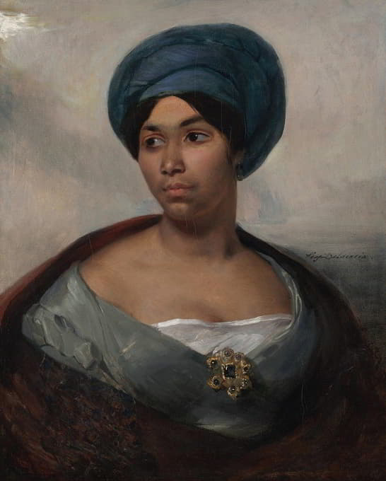 一个戴蓝色头巾的女人的肖像
