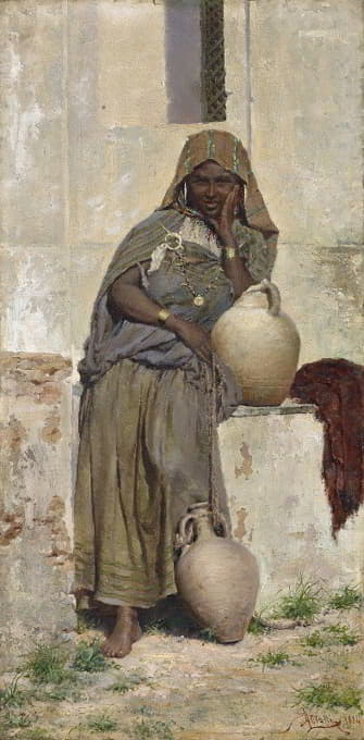 E. Augusto Lovatti - Arabian Woman At A Fountain