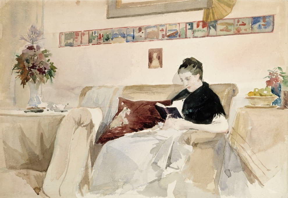 Albert Edelfelt - Artist’s Wife Reading On The Sofa