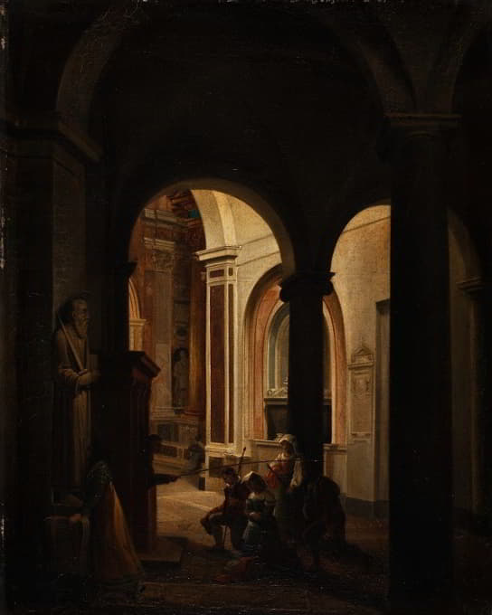 Francesco Diofebi - Penitents In A Roman Church