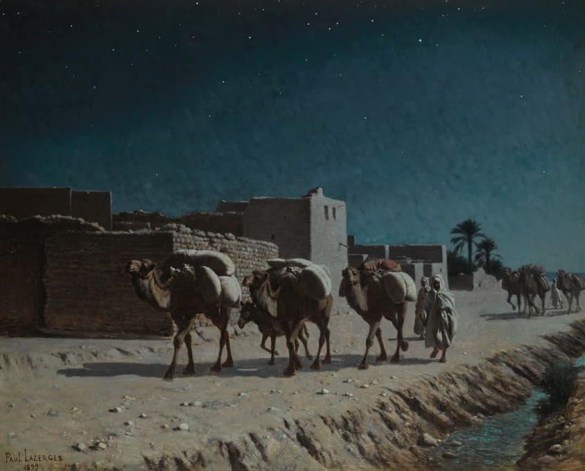 月光下的骆驼列车