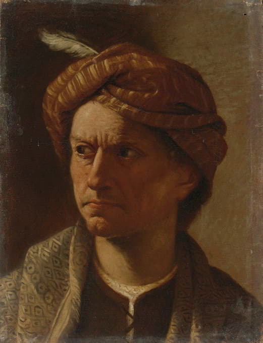 Pietro Paolini - Portrait Of A Man, Head And Shoulders, Wearing A Turban