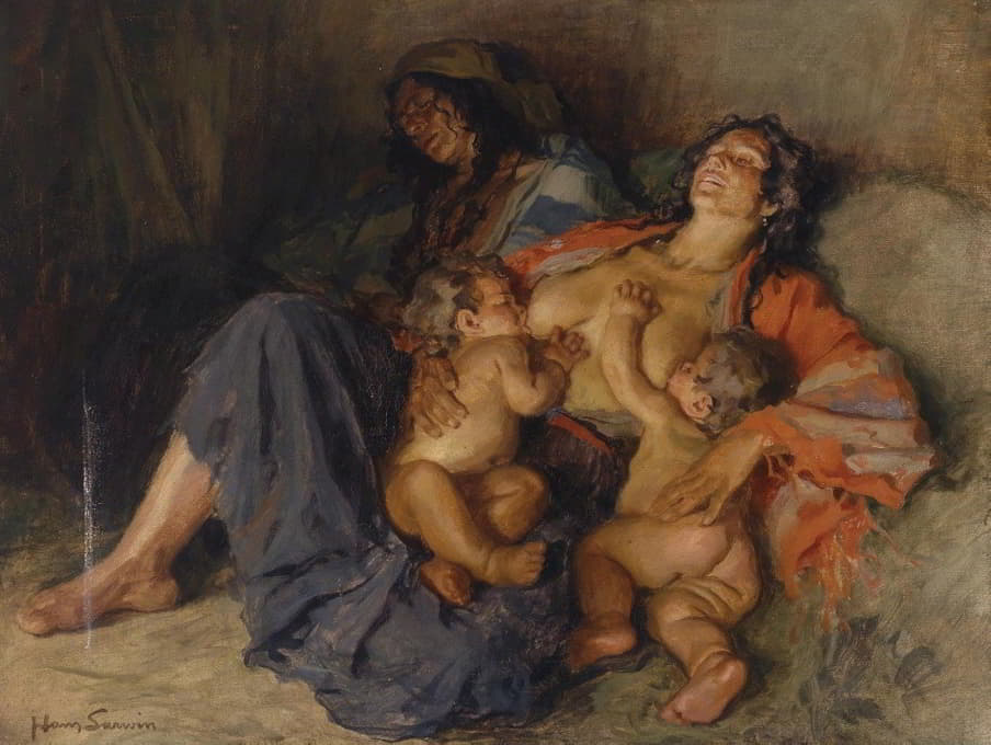 Hans Larwin - Zigeunerinnen mit ihren zwei Kindern