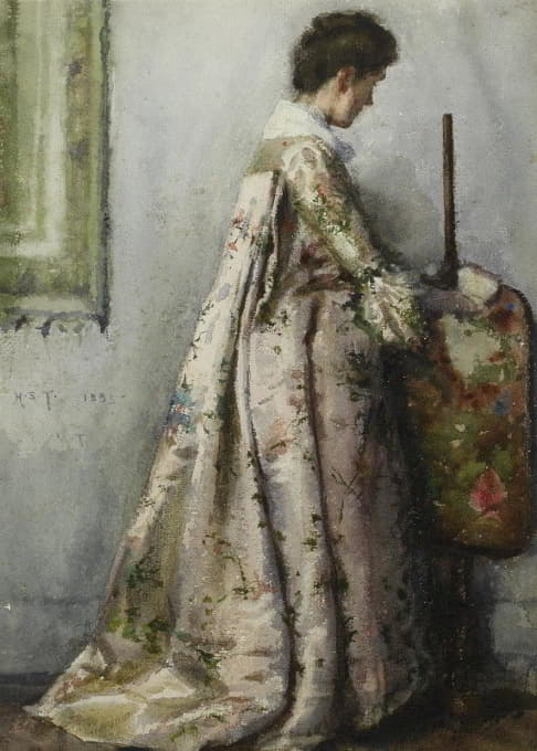 Henry Scott Tuke - The Silk Gown, Portrait Of Maria Tuke Sainsbury