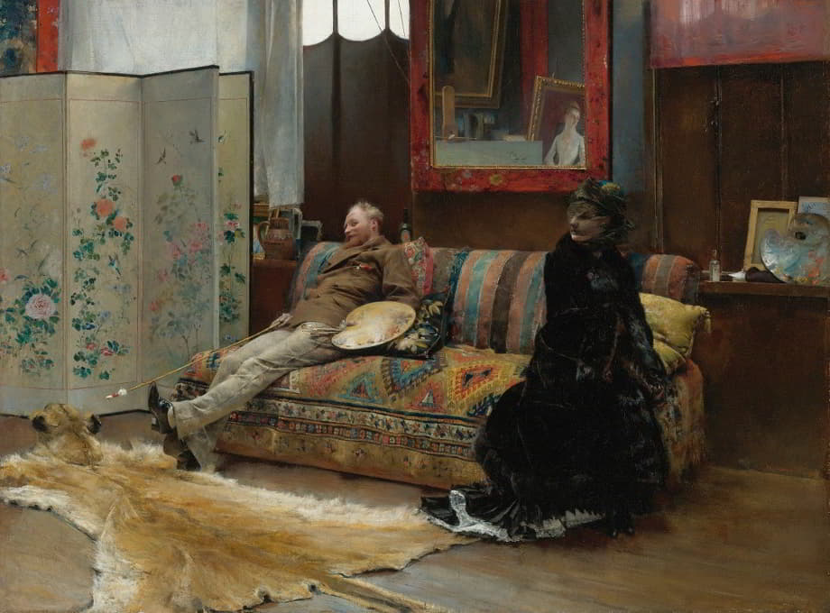 Pascal-Adolphe-Jean Dagnan-Bouveret - Bouderie (Gustave Courtois In His Studio)
