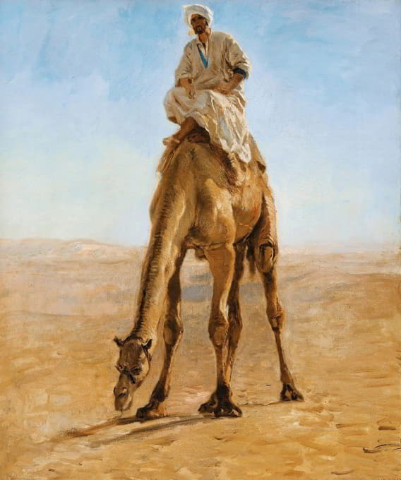 骆驼吃草，朝圣者去麦加的习作