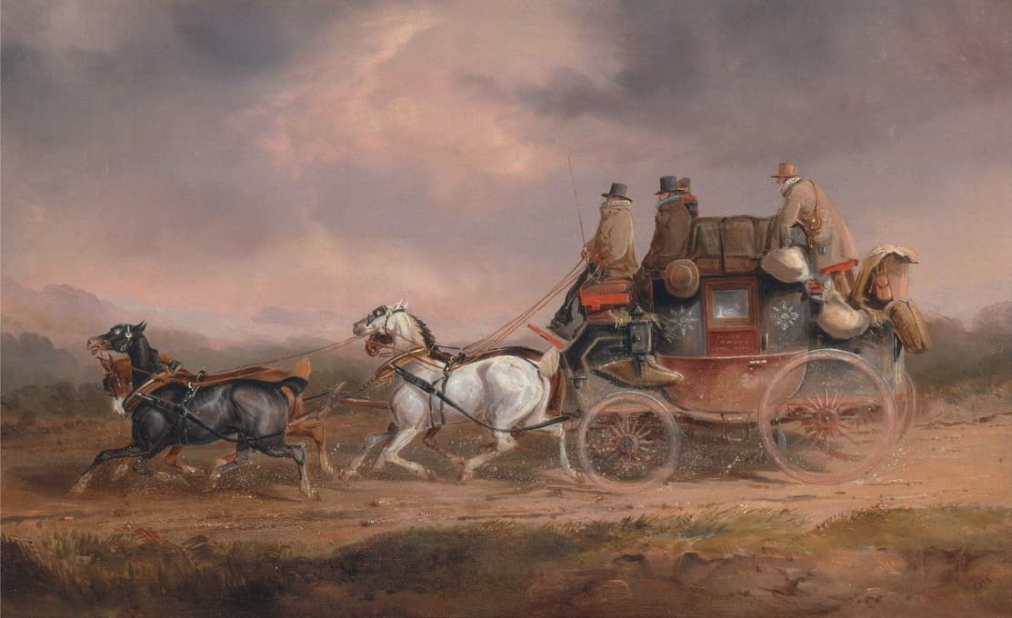 Charles Cooper Henderson - Mail Coaches on the Road- the Louth-London Royal Mail progressing at Speed