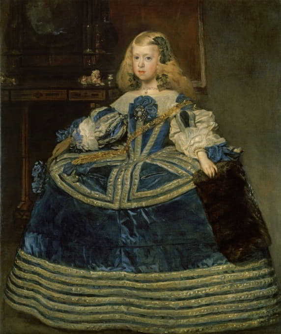 身着蓝色连衣裙的玛格丽塔·特里萨伯爵夫人
