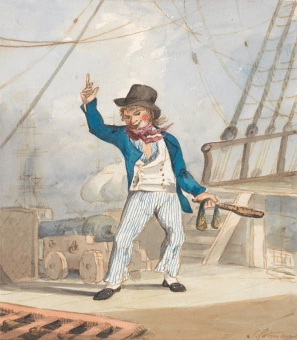 John Sell Cotman - Caricature of a Sailor (One of a Set of Three)