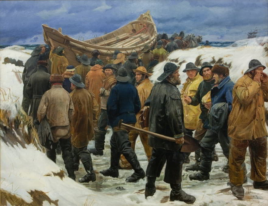 Michael Ancher - The Lifeboat is Taken through the Dunes