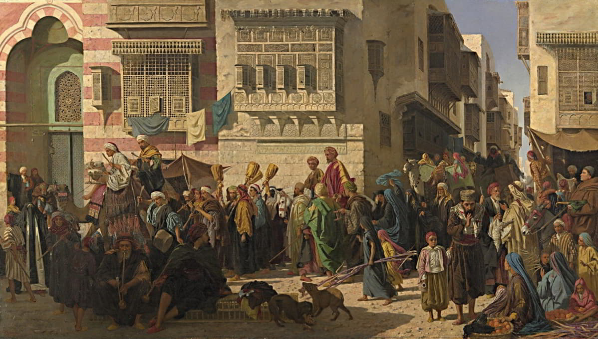 一位酋长和他的儿子从麦加朝圣回来后进入开罗