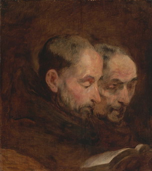 传统上认为是范·戴克画的两个僧侣在阅读的一幅画之后的复制品