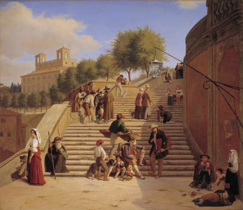 Julius Friedlænder - The Upper Flights of the Spanish Steps in Rome