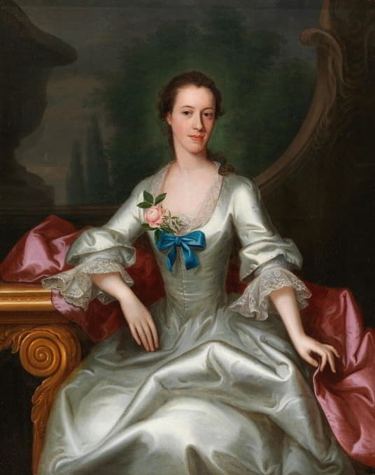 Allan Ramsay - Portrait Of A Lady In An Elegant Dress