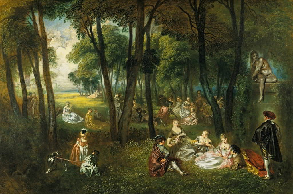 Jean-Antoine Watteau - Fête galante in a Wooded Landscape