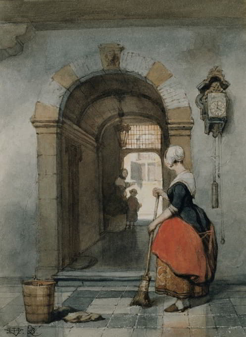 Hubertus van Hove - Interior with Servant