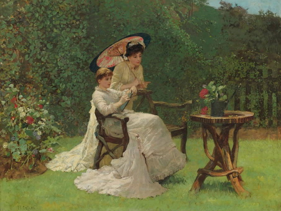 Hector Caffieri - Two Women In A Garden