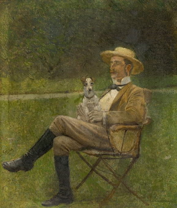 Ladislav Mednyánszky - Study of a Seated Man with a Dog