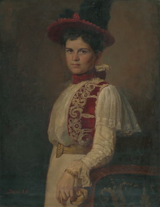 一位戴帽子的年轻女士的肖像