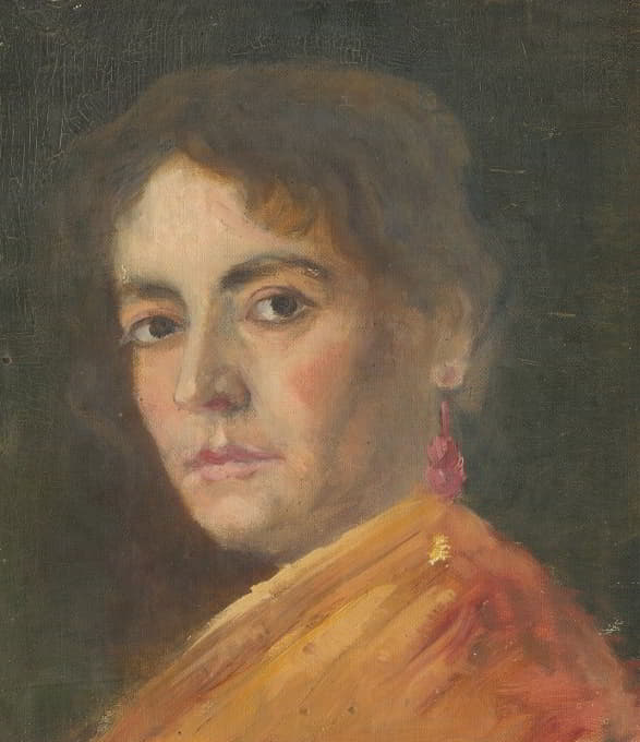Aurel Ballo - Head Study of a Woman with an Earring
