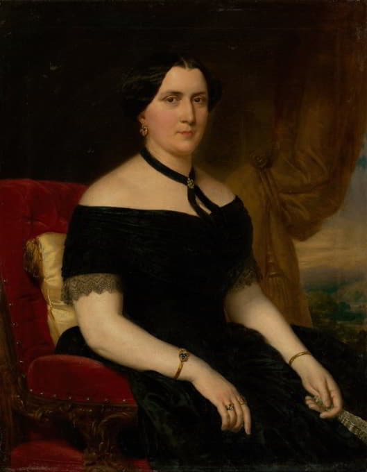Miklós Barabás - Portrait of a Woman in a Velvet Armchair