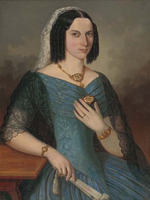 Peter Michal Bohúň - Portrait of a lady in blue