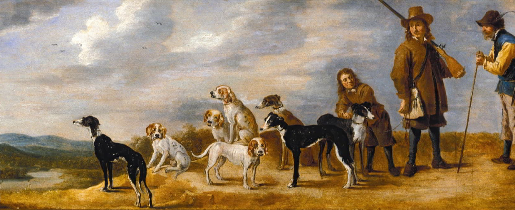 workshop of David Teniers the Younger - A Hunter with Eight Hounds