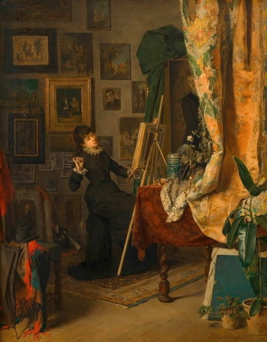 Julius Pollak - Die junge Malerin in ihrem Atelier