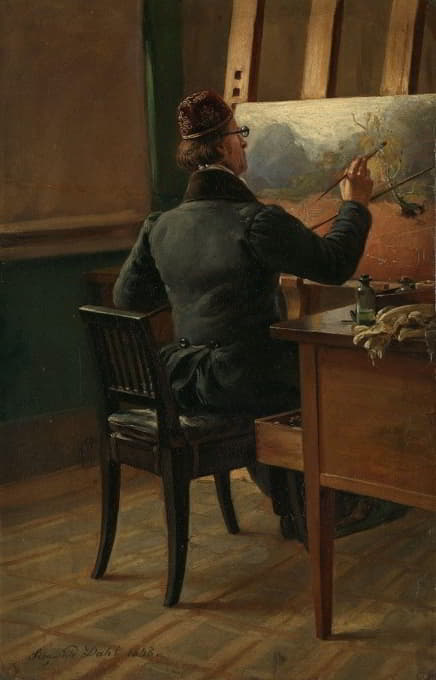 画家J.C.达尔在画架前