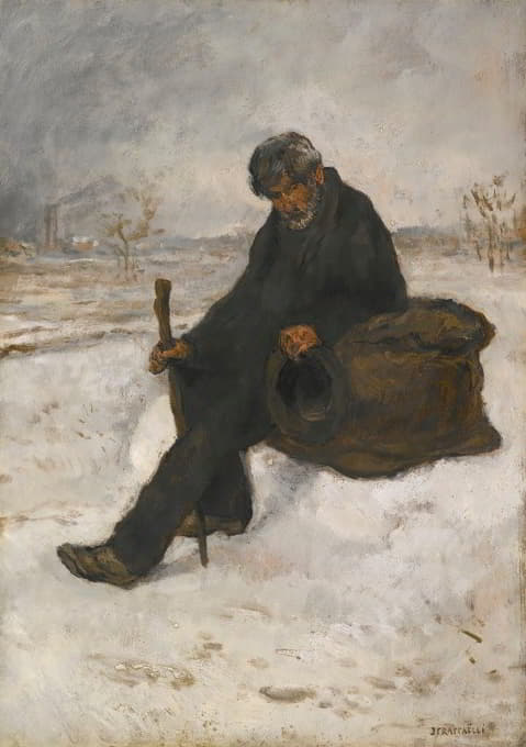 Jean François Raffaëlli - Le cheminot dans la neige