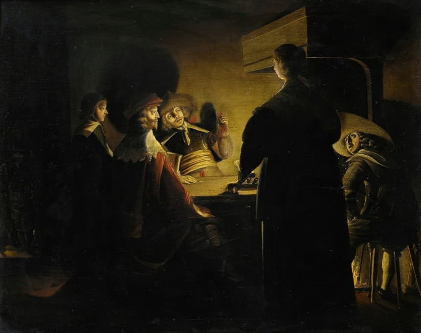 Wolfgang Heimbach - Tavern scene lit by candles
