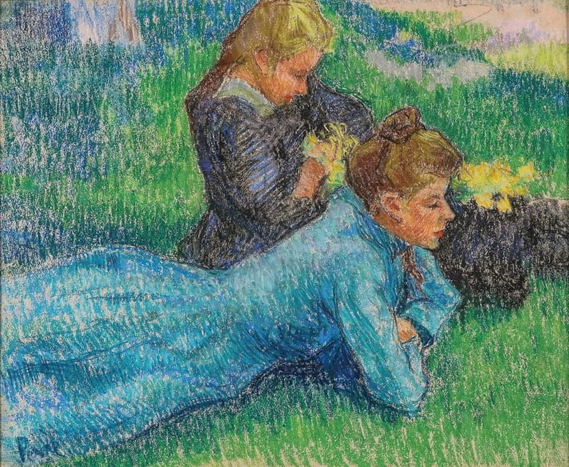 Jean Peské - Jeunes filles couchées sur l’herbe (Two Girls Lying on the Grass)