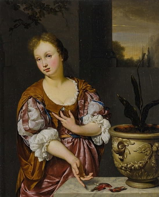 瓦尼塔斯一位年轻女子的画像