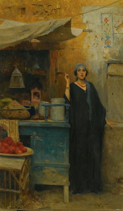 Charles Wilda - Girl By a Market Stall