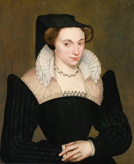 François Quesnel - Portrait of Woman With Black Dress