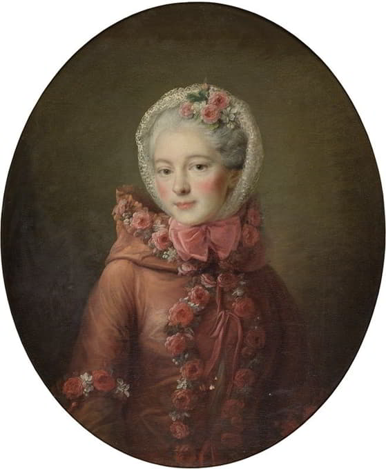 François-Hubert Drouais - Portrait of a young woman