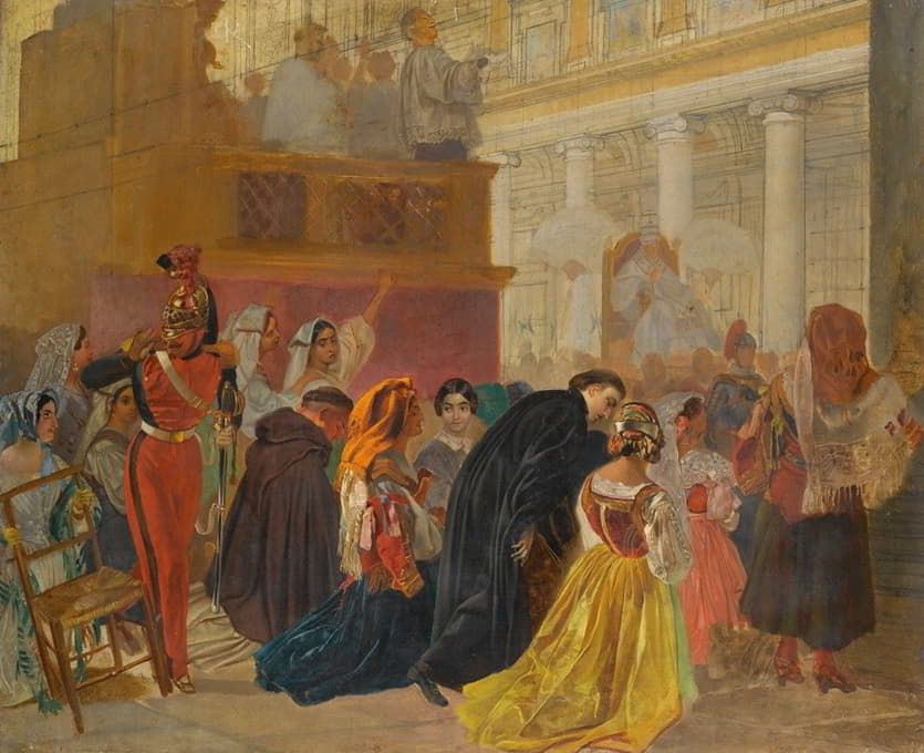 1850教皇庇护九世返回罗马的习作
