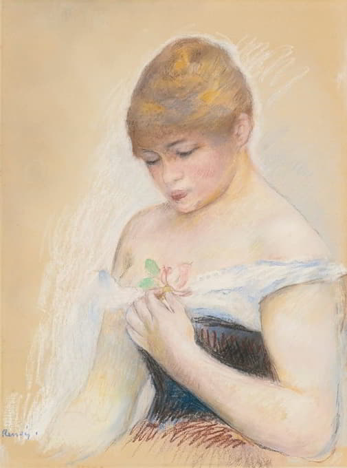 Pierre-Auguste Renoir - Jeune Femme Tenant Une Fleur (Portrait De Jeanne Samary)