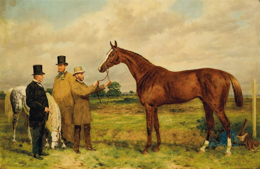 Harry Hall - ‘Prince Charlie,’ Winner of the Two Thousand Guineas, with Portraits of Mr. H. Jones, Owner, and Mr. Joseph Dawson, Trainer