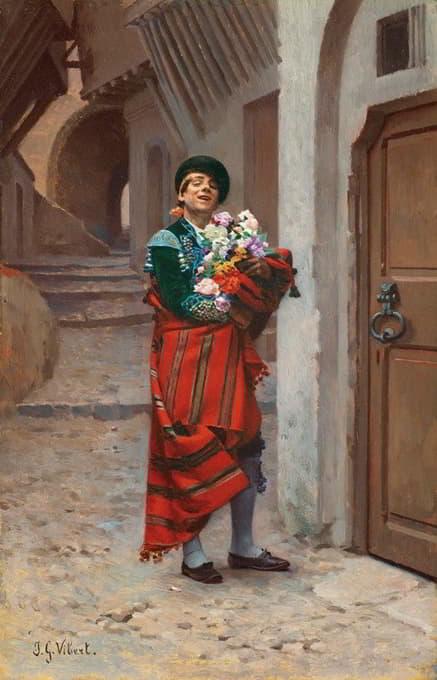 Jehan Georges Vibert - Spanish Bullfighter with Flowers