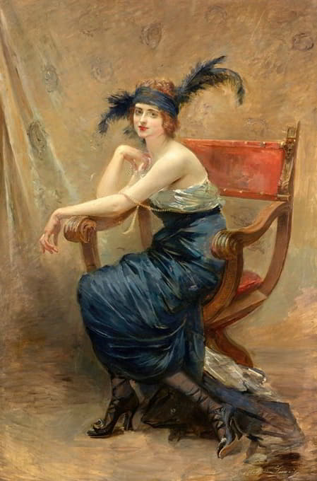 Madeleine-Jeanne Lemaire - Femme assise dans un fauteuil Dagobert