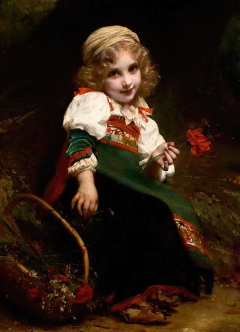 Etienne Adolphe Piot - The Little Flower Gatherer